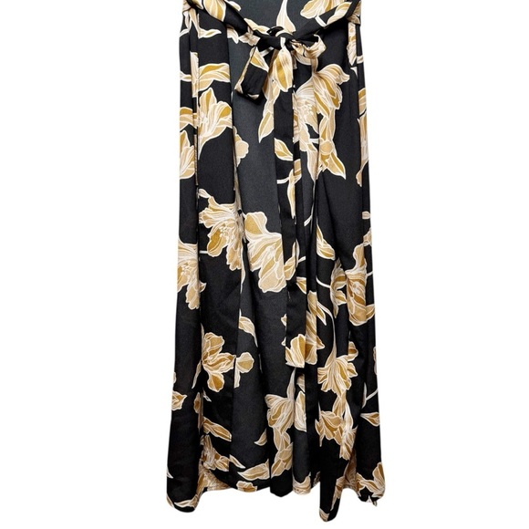 Maison Du Soir Black Floral Luxury Women’s Kimono Silky Tie Front Robe Sz L/XL - Picture 6 of 14